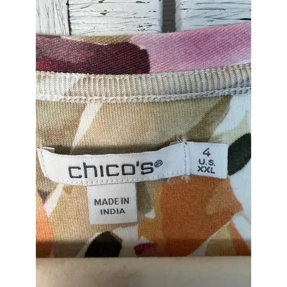 Chicos women’s V-neck T-shirt, floral feminine romantic bohemian plus size - Picture 4 of 9